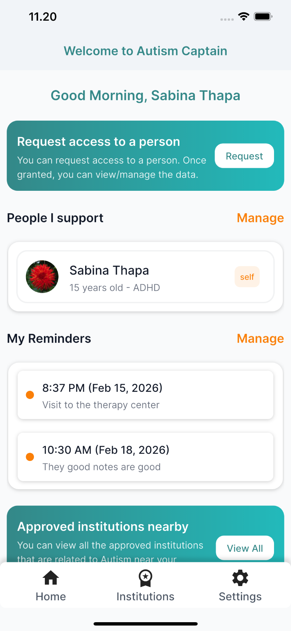 Autism Captain app screen 2